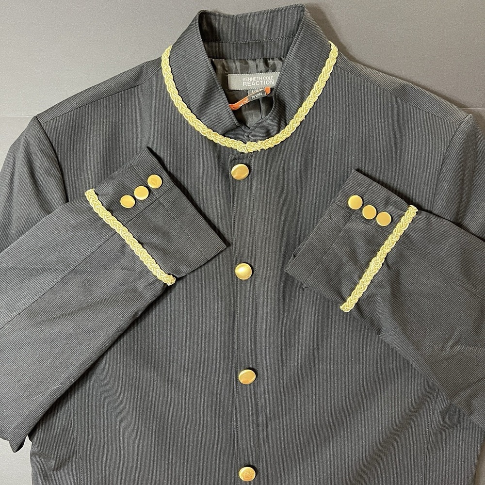 Kenneth Cole Men's Military Style Suit Jacket Dress Size L Business Uniform Zip